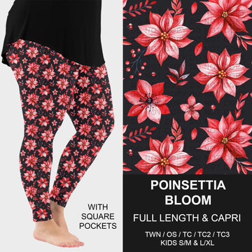 B315 - Preorder Poinsettia Bloom Leggings w/ Pockets (Closes 10/04. ETA: early Dec.)