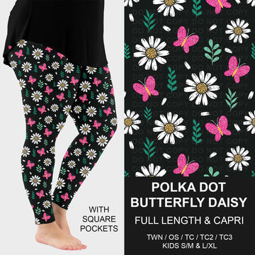 B294 - Preorder Polka Dot Butterfly Daisy Leggings w/ Pockets (Closes 6/07. ETA: early Aug.)