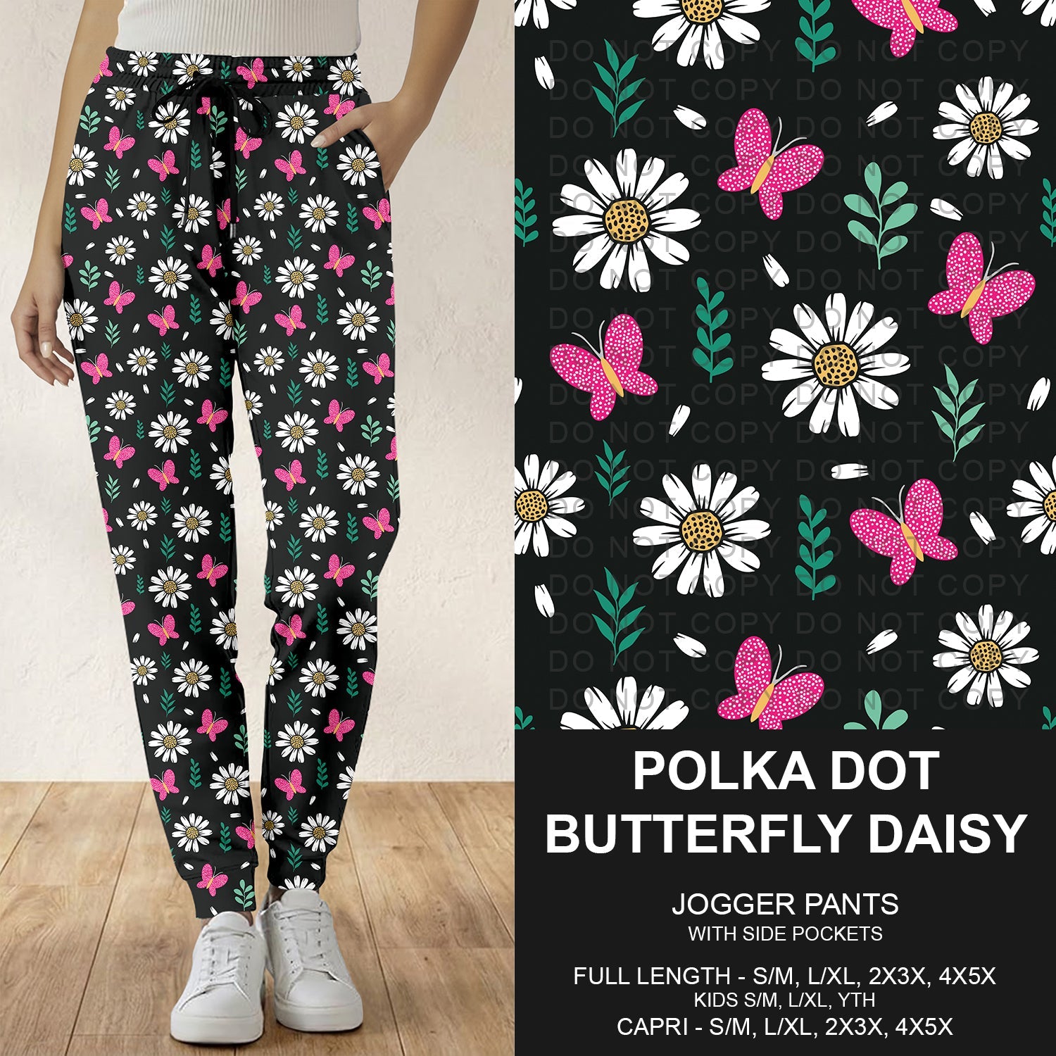 B294 - Preorder Polka Dot Butterfly Daisy Joggers (Closes 6/07. ETA: early Aug.)