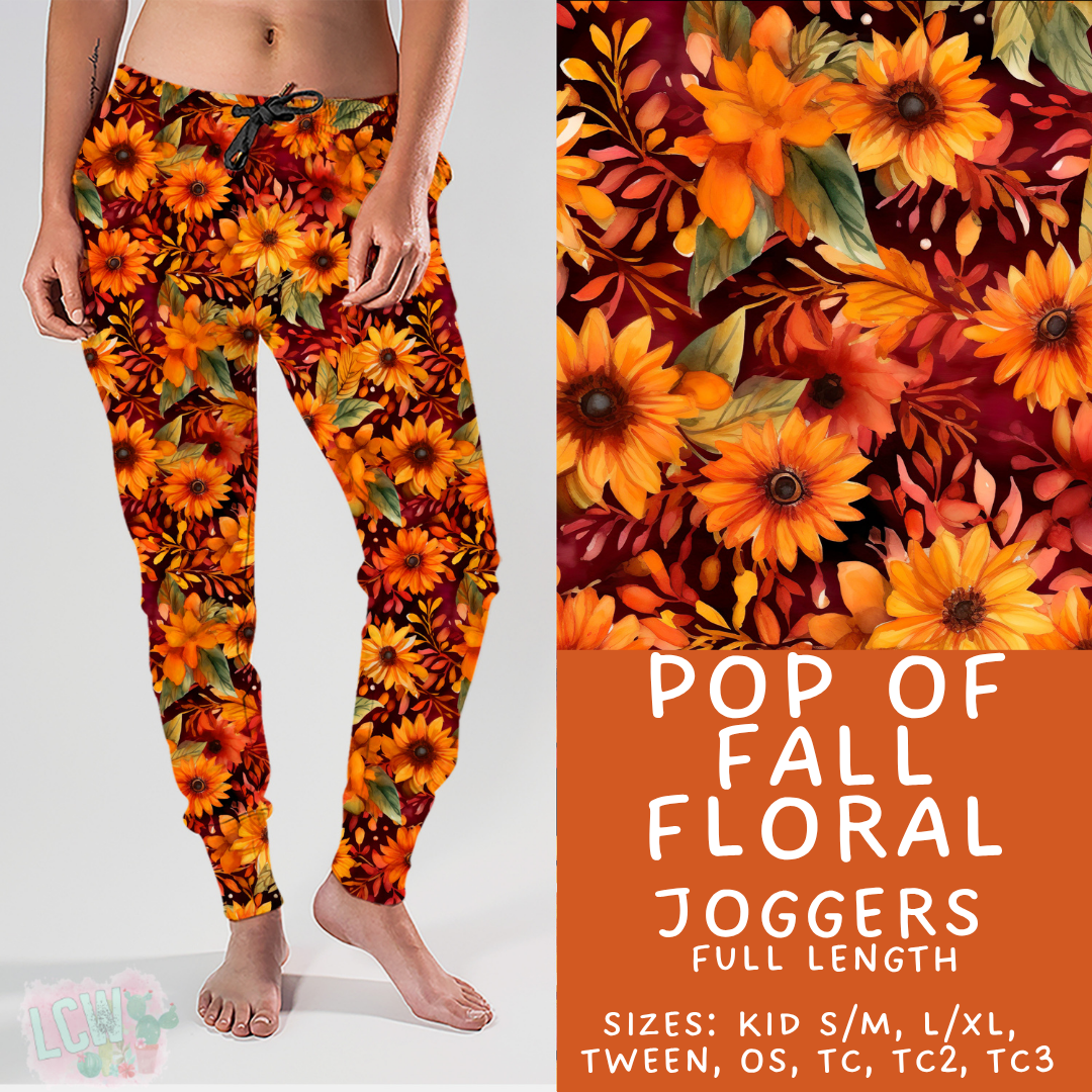 Ready to Ship - Pop of Fall Floral Joggers - TC