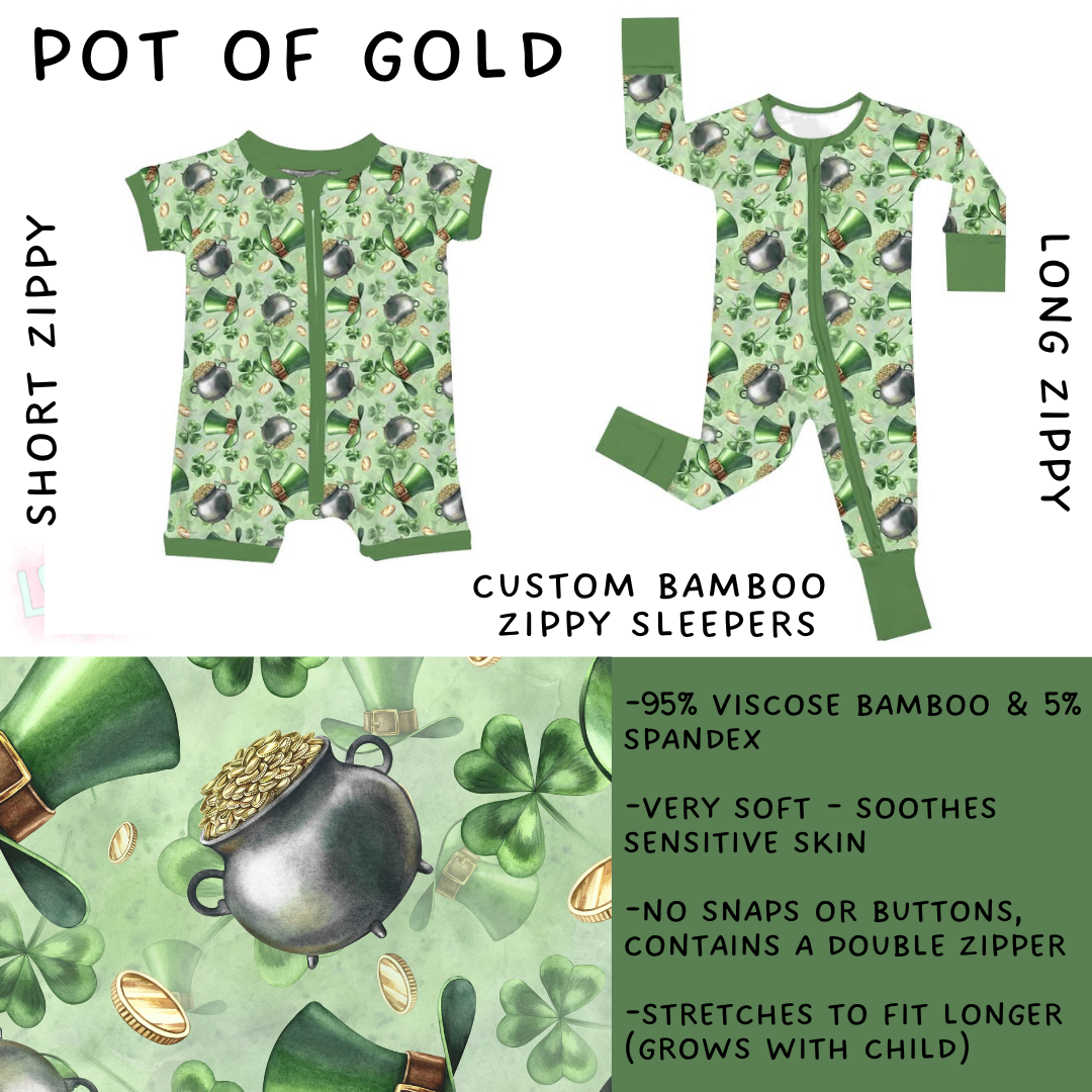 Batch #455 - Little Dreamers Lucky in Love - Closes 11/27 - ETA mid January - Pot of Gold Short and Long Zippy Sleeper