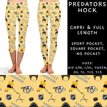 Batch #243 - Hockey - Closes 11/25 - ETA mid Jan - Predators Hock Full and Capri Length Leggings