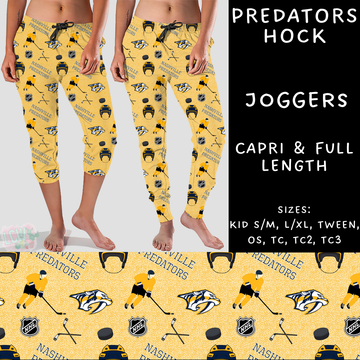 Batch #243 - Hockey - Closes 11/25 - ETA mid Jan - Predators Hock Full and Capri Length Joggers