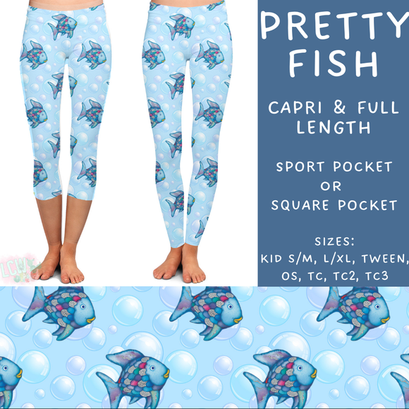 Ready To Ship - Pretty Fish Full Length Leggings - Square Pocket TC2 & Sport Pocket TC