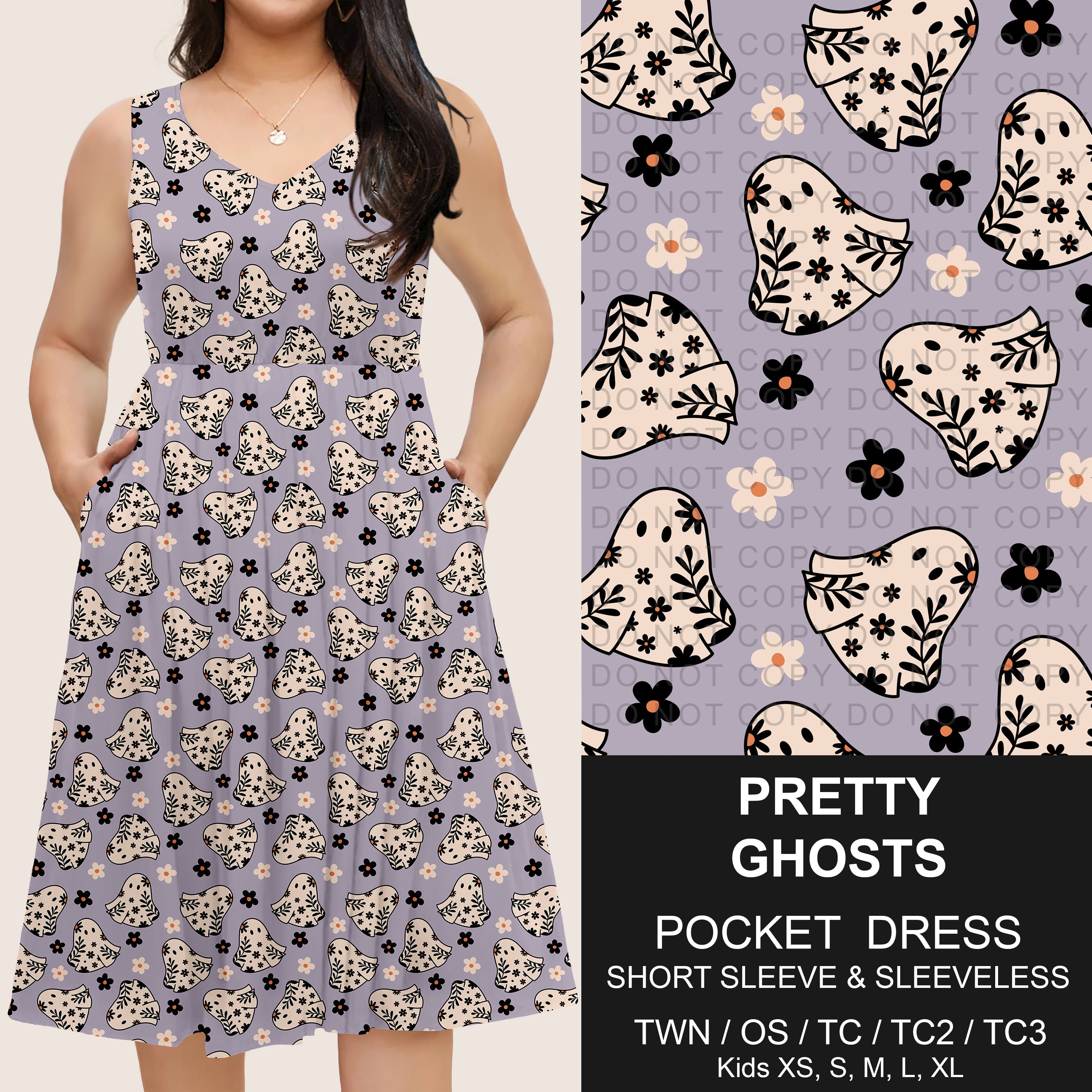 B302 - Preorder Pretty Ghosts Pocket Dress (Closes 7/24. ETA: early Oct)