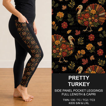 B308 - Preorder Pretty Turkey Side Panel Pocket Leggings (Closes 8/16. ETA: late Oct.)