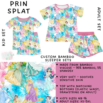 Batch #342 - Family Dreamers - Closes 5/21 - ETA mid July - Prin Splat Adult & Kid's Bamboo Short Sleeper Set