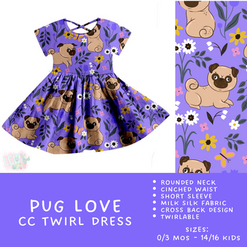 Ready To Ship  - Criss Cross Twirl Dresses - Pug Love Kids Twirl Criss Cross Dress