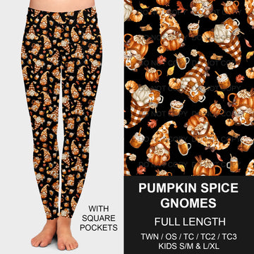 B178 - Preorder Pumpkin Spice Gnomes Leggings w/ Pockets (Closes 9/10. ETA early Nov.)