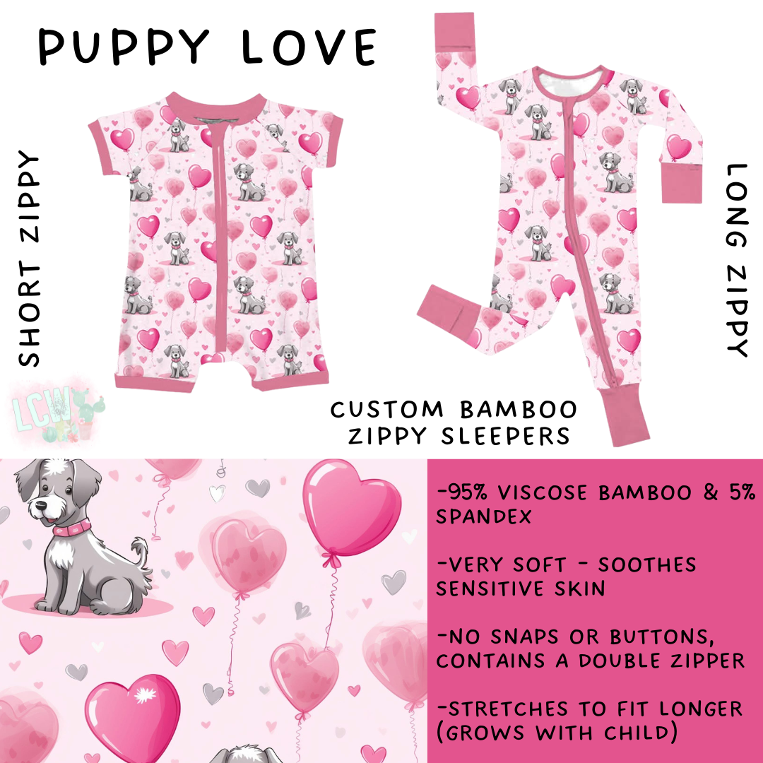 Batch #455 - Little Dreamers Lucky in Love - Closes 11/27 - ETA mid January - Puppy Love Short and Long Zippy Sleeper