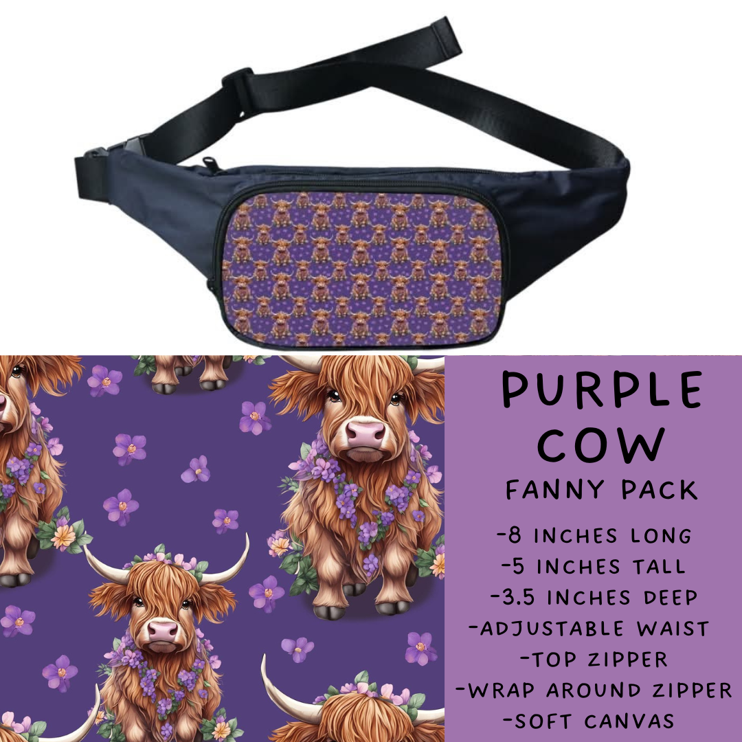 Batch #276 - Fanny Packs & Drawstring Backpacks - Closes 1/24 - ETA late March - Purple Cow Fanny Pack