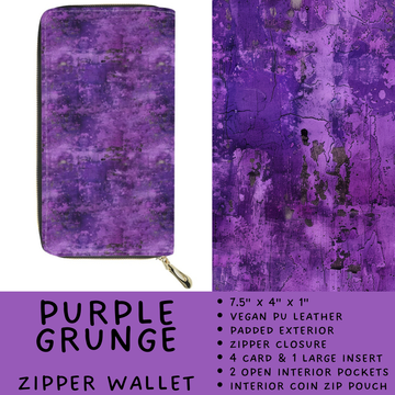 Batch #460 - Zip It Collection - Closes 12/5 - ETA late Jan - Purple Grunge Zipper Wallet