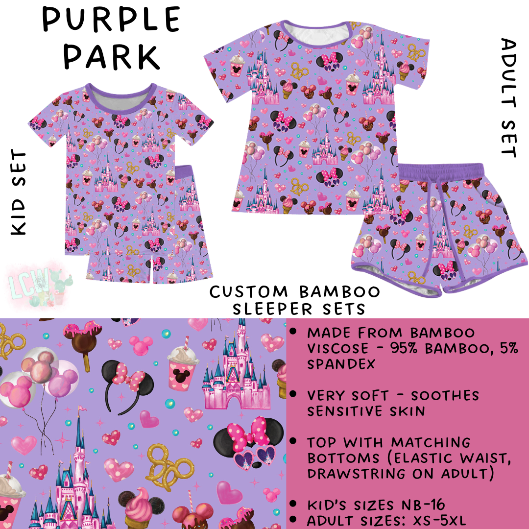 Batch #342 - Family Dreamers - Closes 5/21 - ETA mid July - Purple Park Adult & Kid's Bamboo Short Sleeper Set