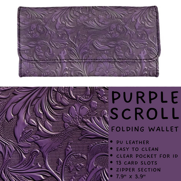 Batch #265 - Card Holders & Foldable Wallets - Closes 1/1 - ETA mid Feb - Purple Scroll Foldable Wallet