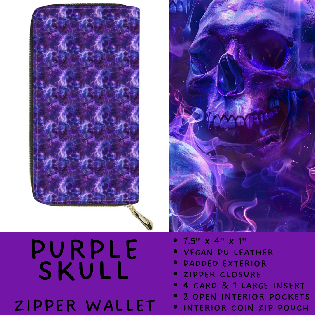 Batch #460 - Zip It Collection - Closes 12/5 - ETA late Jan - Purple Skull Zipper Wallet