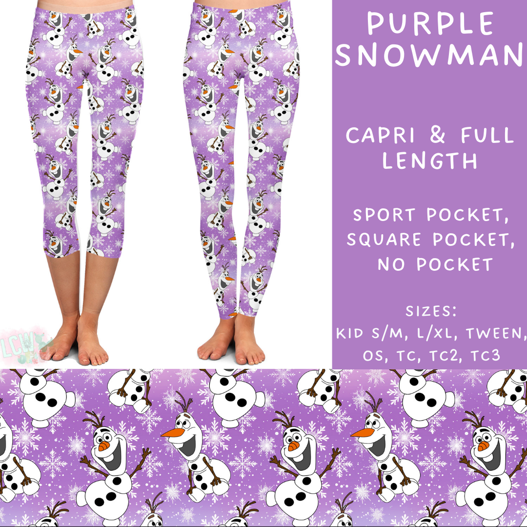 Batch #228 - Christmas Magic 2 - Closes 10/31 - ETA early/mid Dec - Purple Snowman Full and Capri Length Leggings