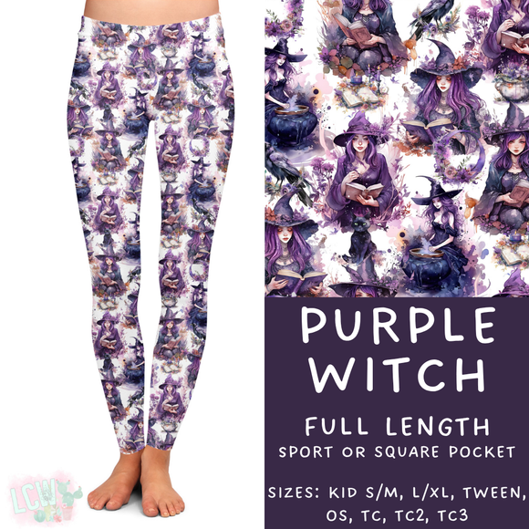 Ready To Ship - Purple Witch Full Length Leggings - Square Pocket TC2