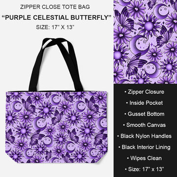 B195 - Preorder Purple Celestial Butterfly Tote Bag (Closes 11/19. ETA: late Jan.)