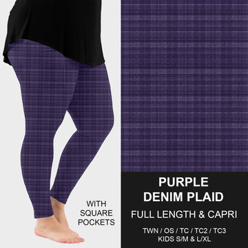 B301 - Preorder Purple Denim Plaid Leggings w/ Pockets (Closes 7/19. ETA: late Sept.)