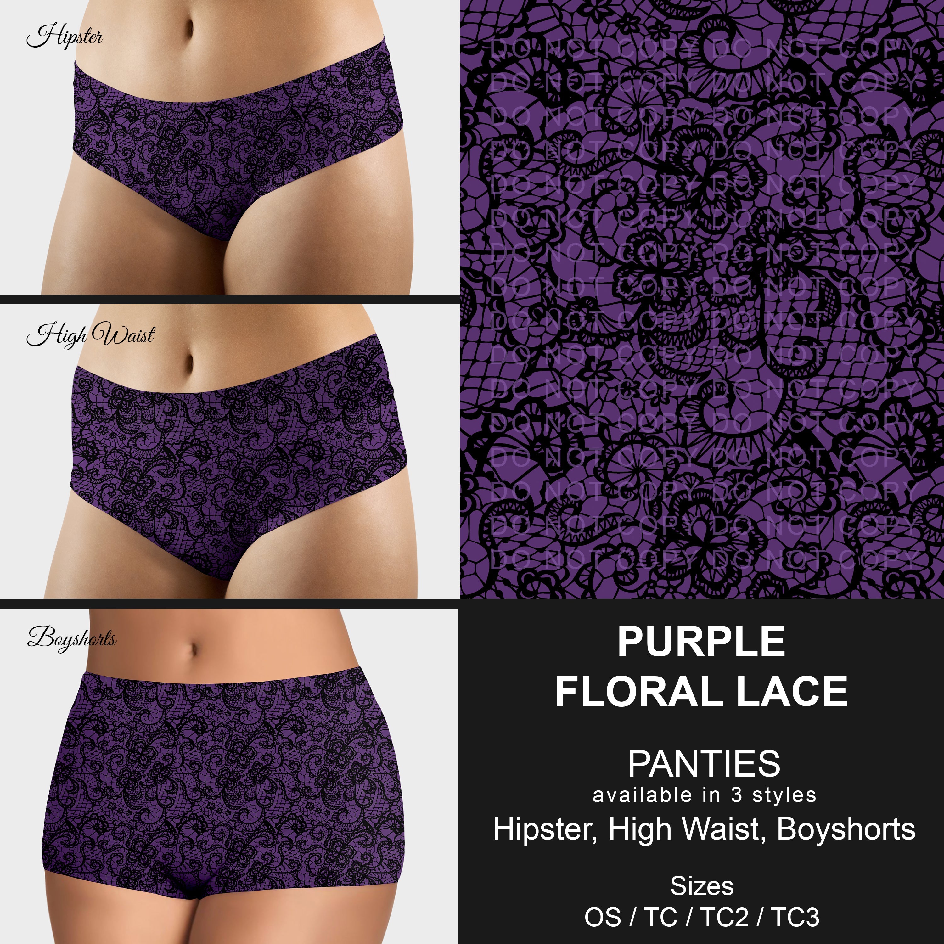 B306 - Preorder Purple Floral Lace Panties (Closes 8/07. ETA mid October)