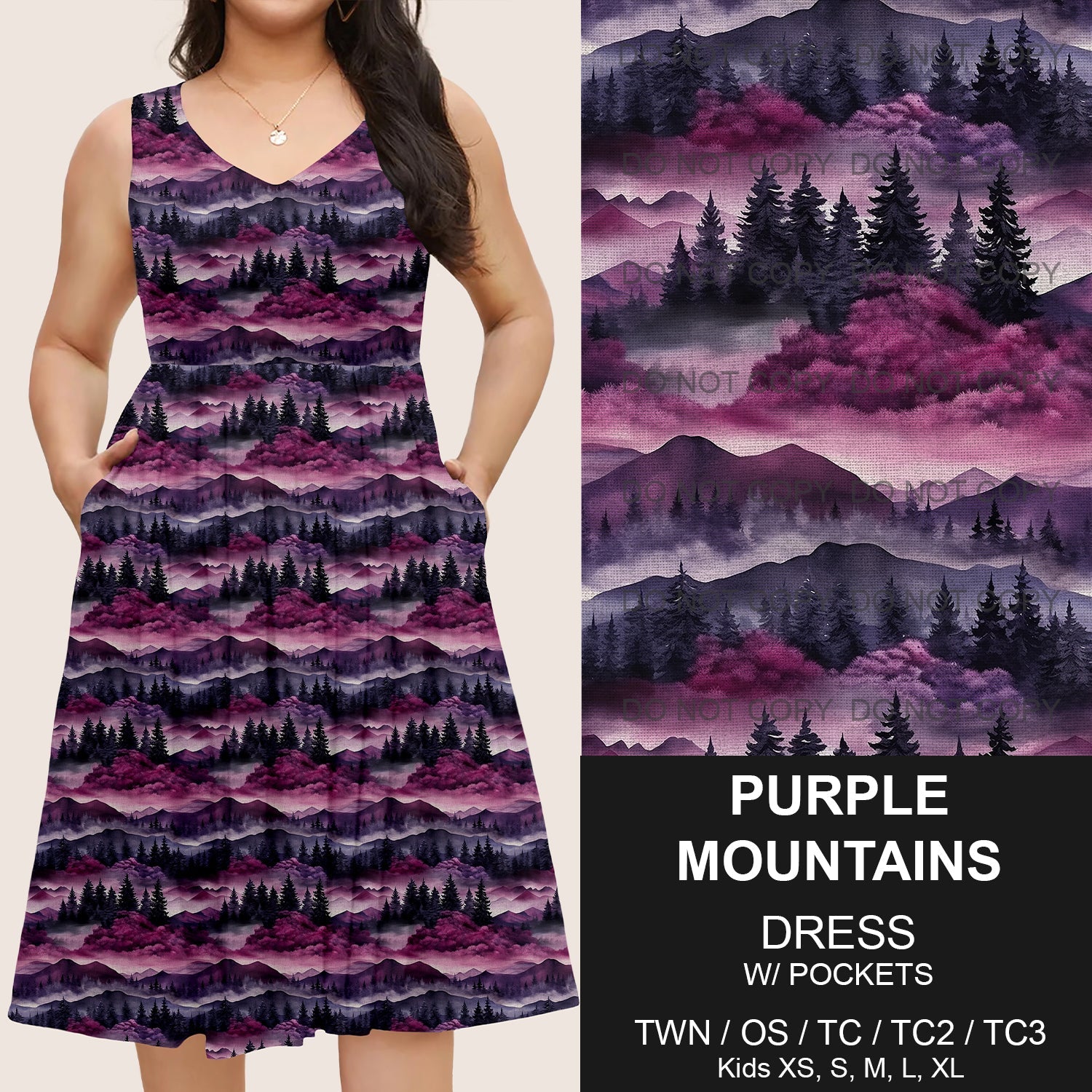 B217 - Preorder Purple Mountains Sleeveless Pocket Dress (Closes 3/12. ETA: late May)