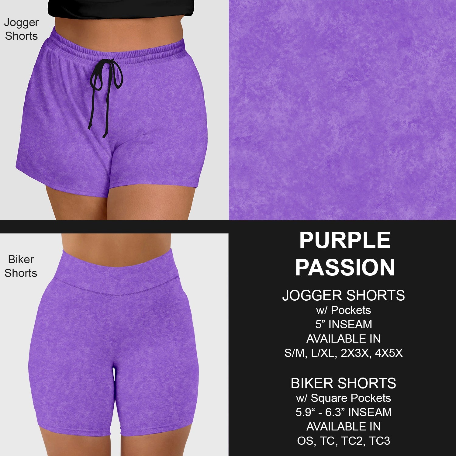 B216 - Preorder Purple Passion Jogger/Biker Shorts (Closes 3/09. ETA: late May)