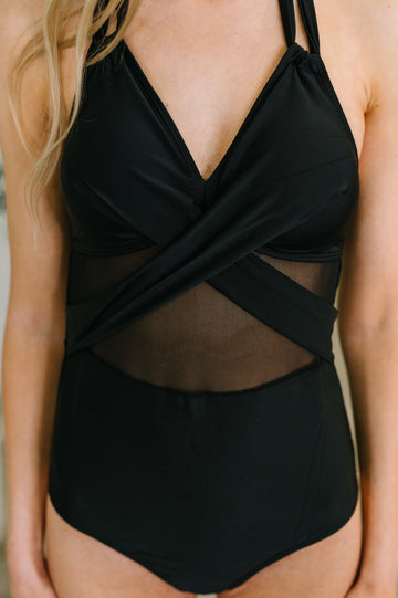 Palma Mesh Detail Halter Swimsuit