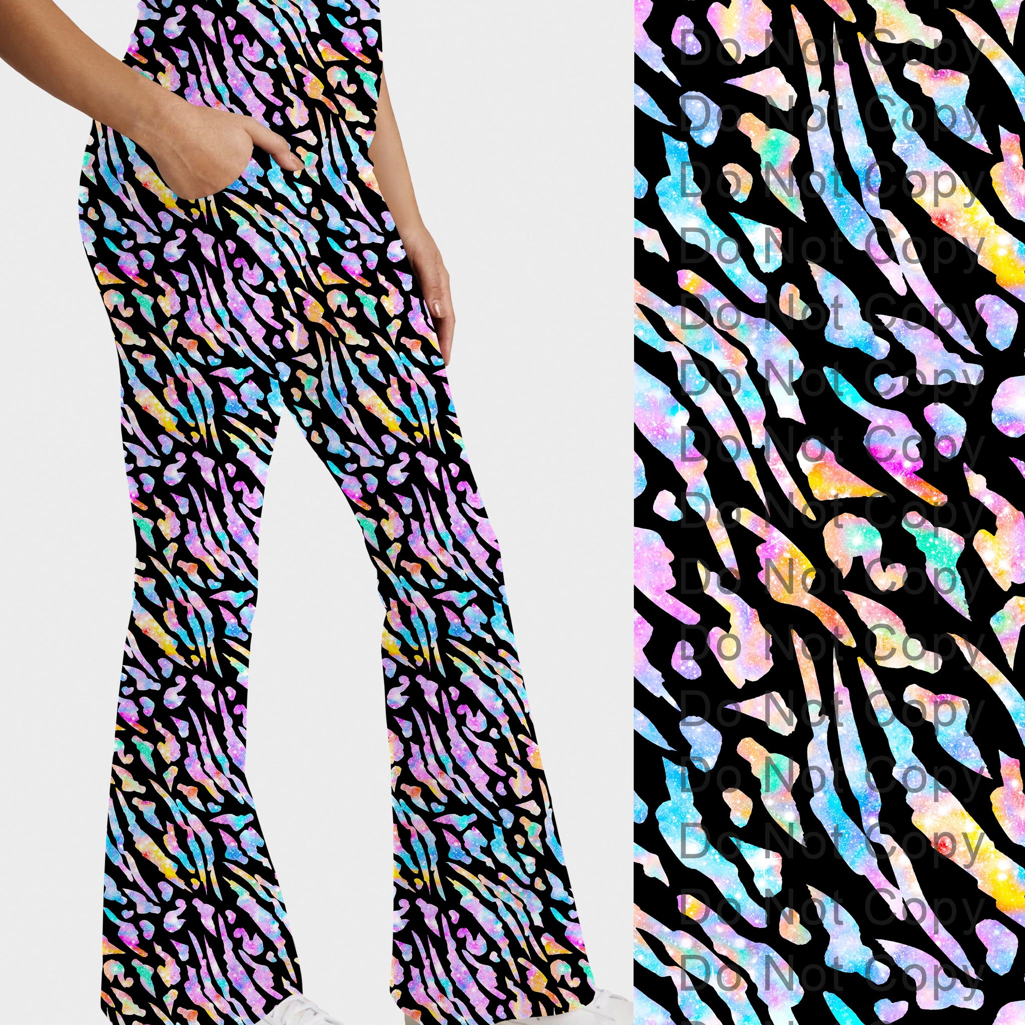 RTS - Pastel Animal Print Flare Leggings w/ Pockets