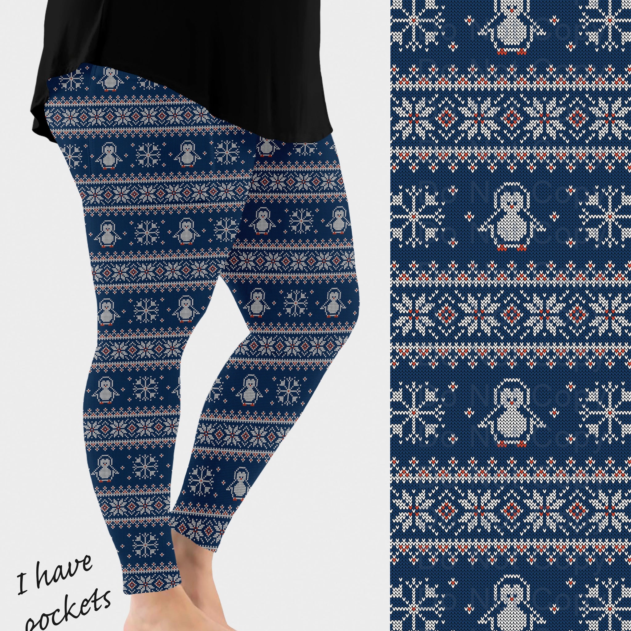 RTS - Penguin Sweater Leggings w/ Pockets