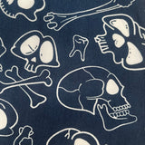 Dark Blue Cartoon Skull Soft Leggings