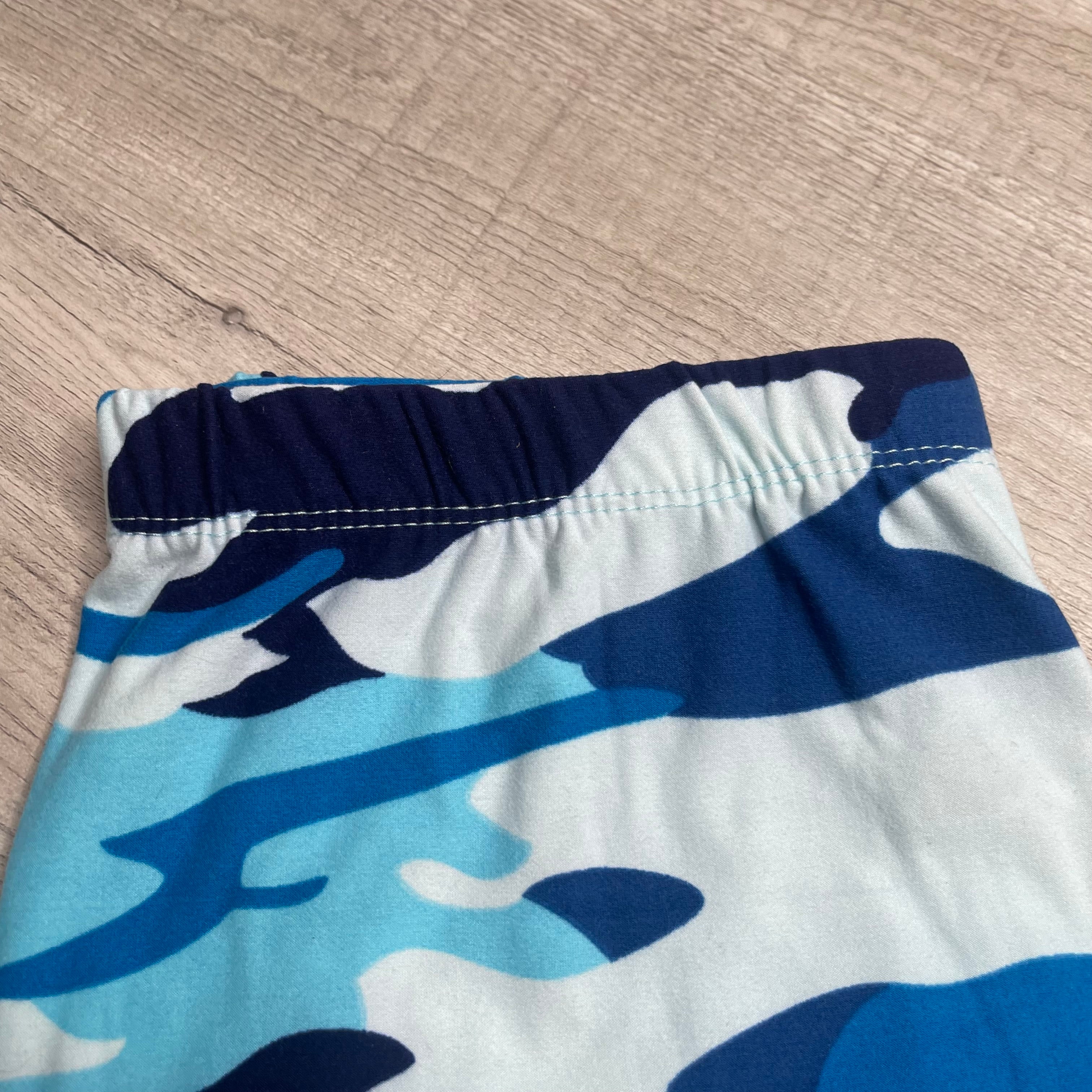 Blue Camo Print Soft Leggings - Adult & Kid Sizes