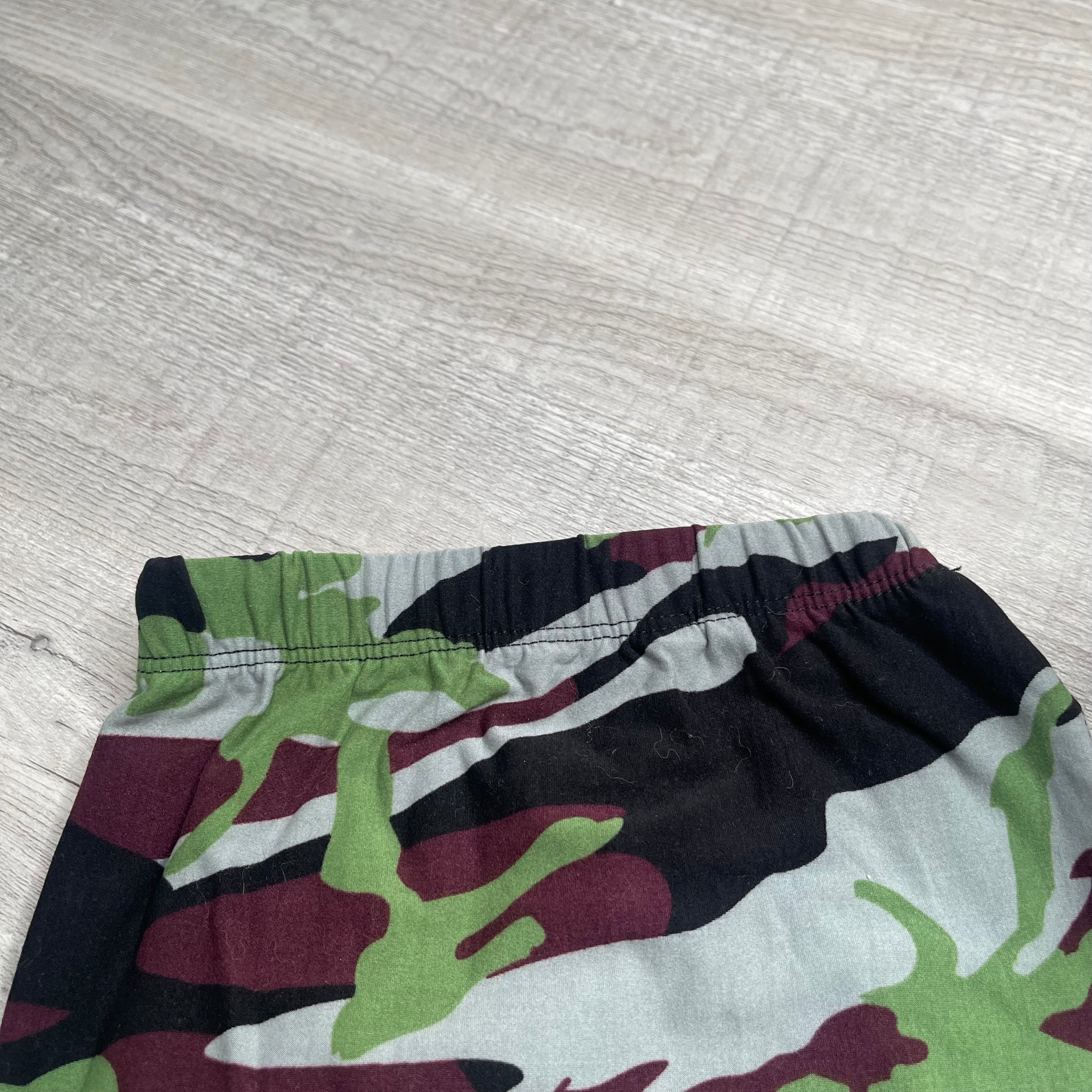 Maroon Green Camo Print Soft Leggings