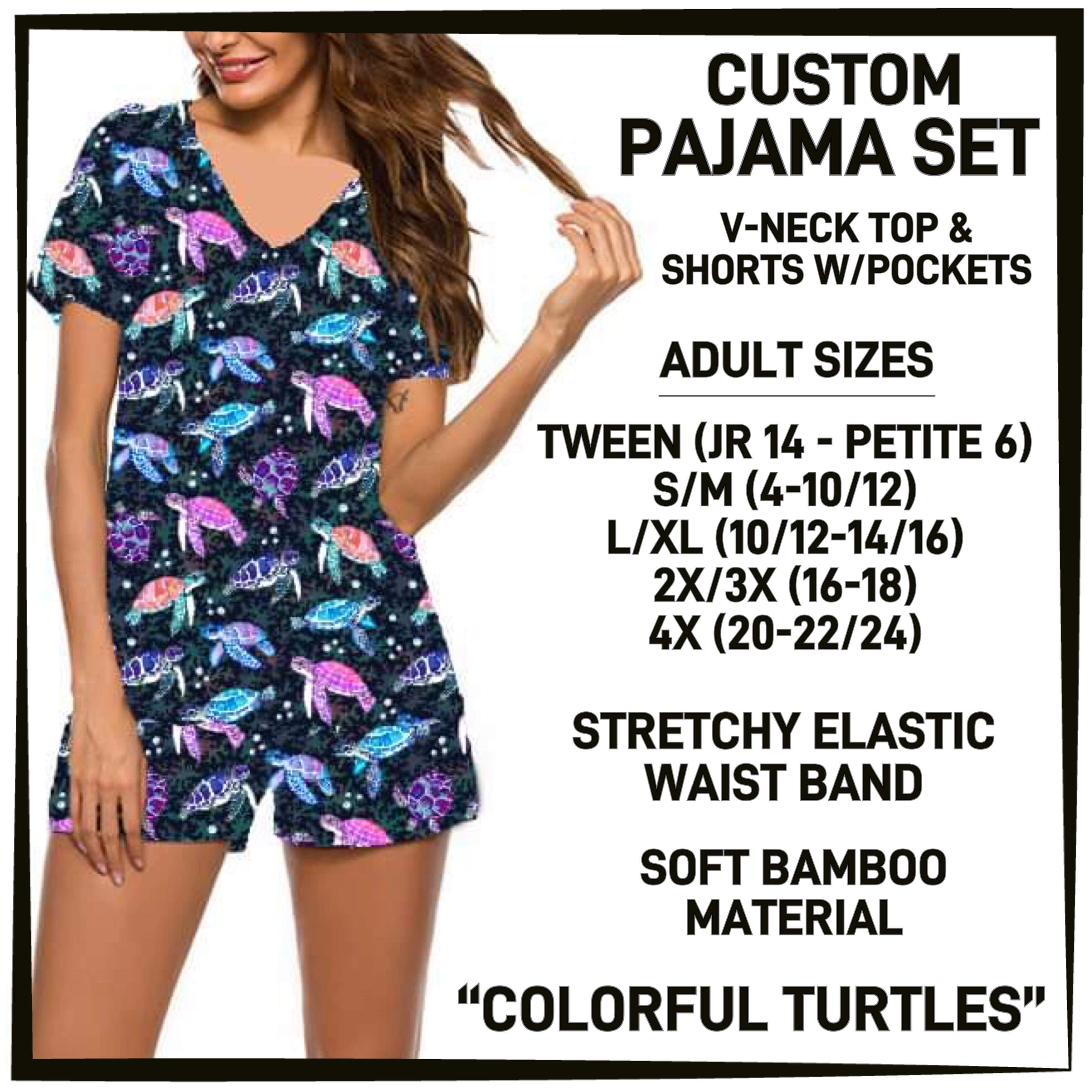 Cloud Soft Stretchy 2 Pcs Pajama Set w/ Pockets - Turtles