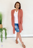 Women's Open Front Knee Length Long Sleeve Cardigan w/ Pockets S-3X