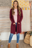 Women's Open Front Knee Length Long Sleeve Cardigan w/ Pockets S-3X