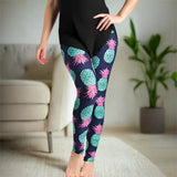 Teal Pineapple Print Leggings
