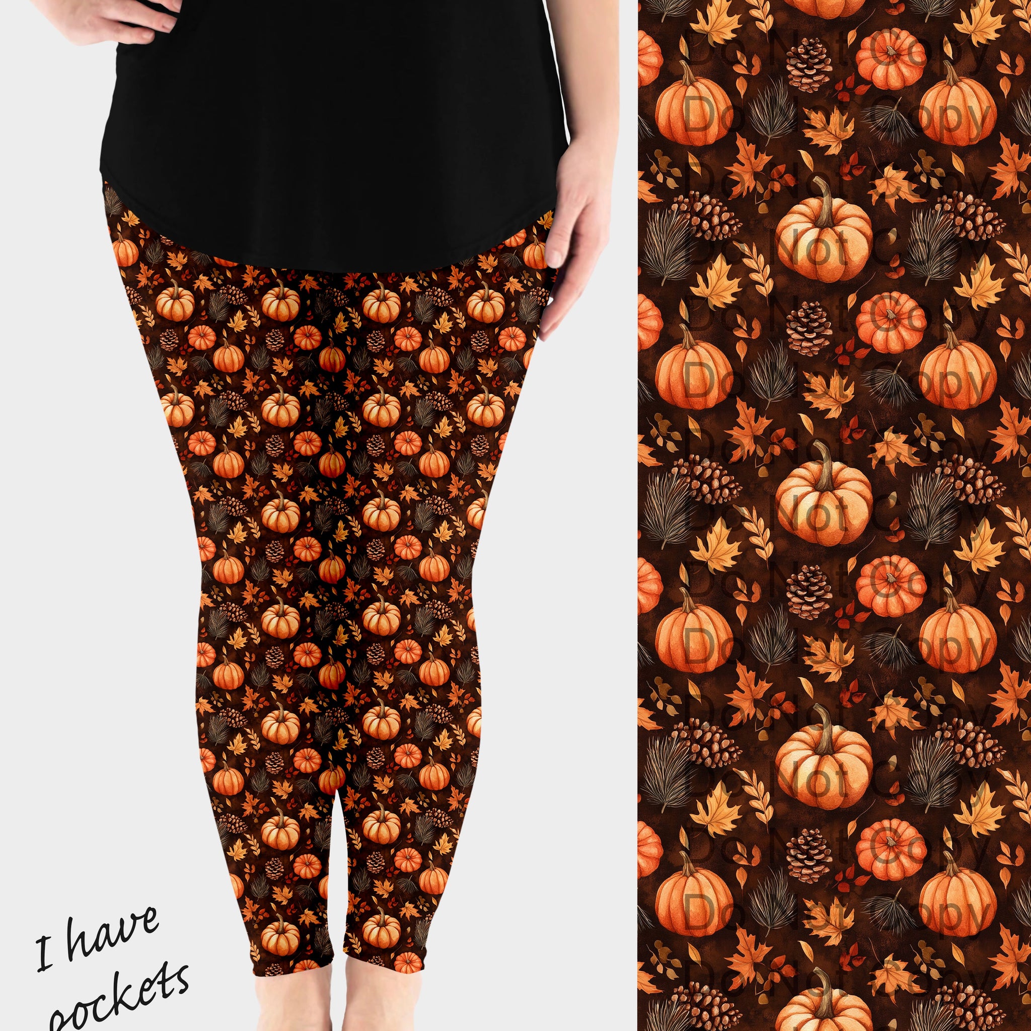 RTS - Pinecone Pumpkins Leggings w/ Pockets