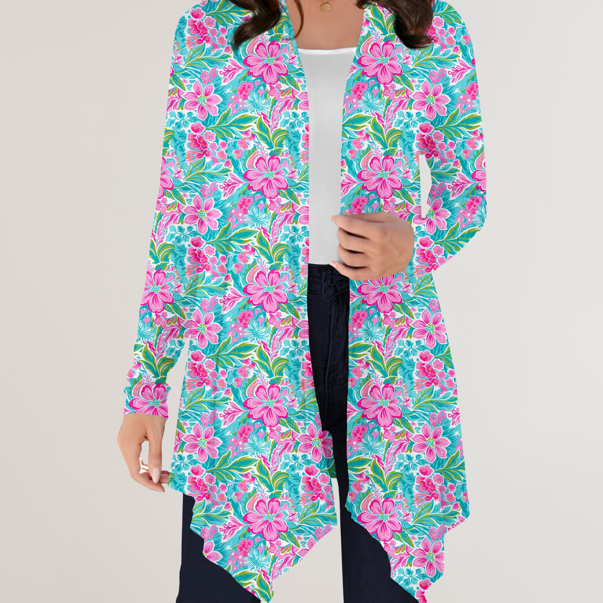 RTS - Pink Flowers Cardigan w/ Pockets