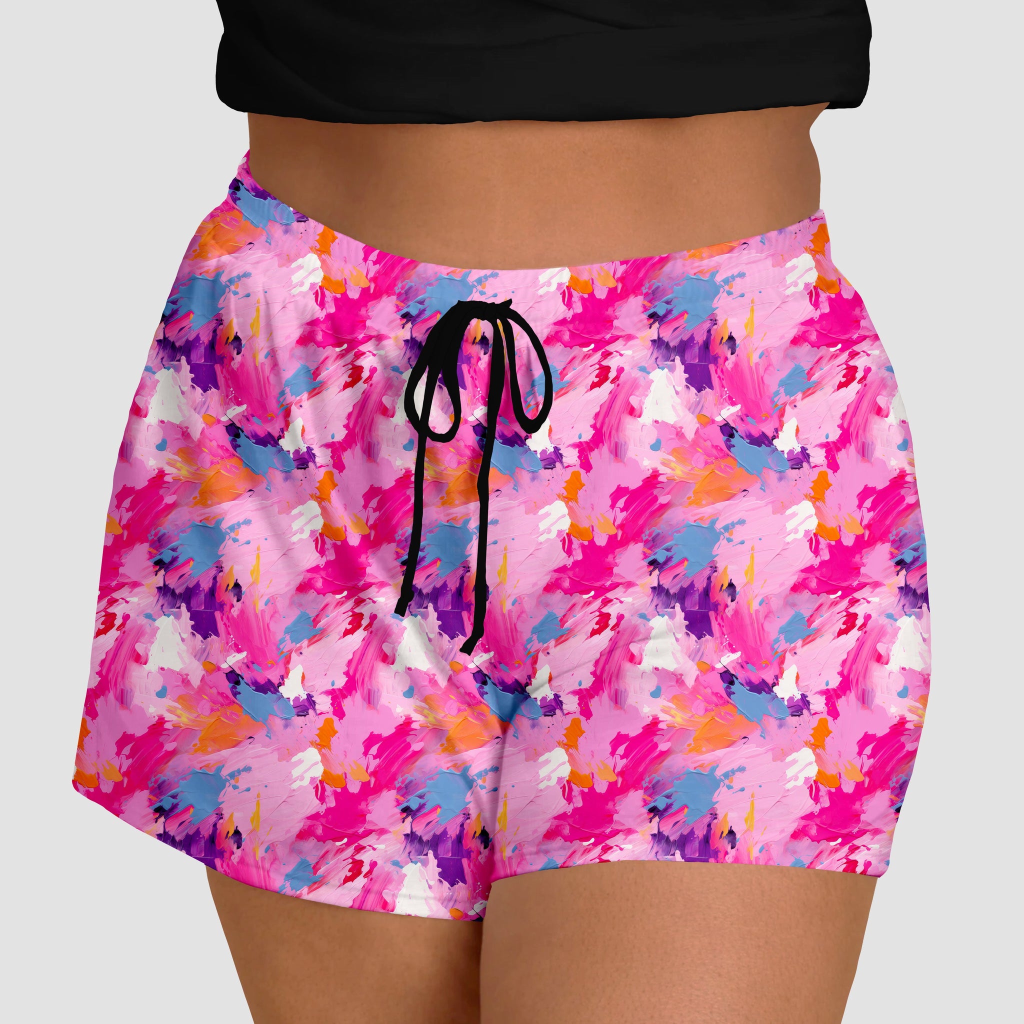 RTS - Pink Paint Splatter Jogger Shorts