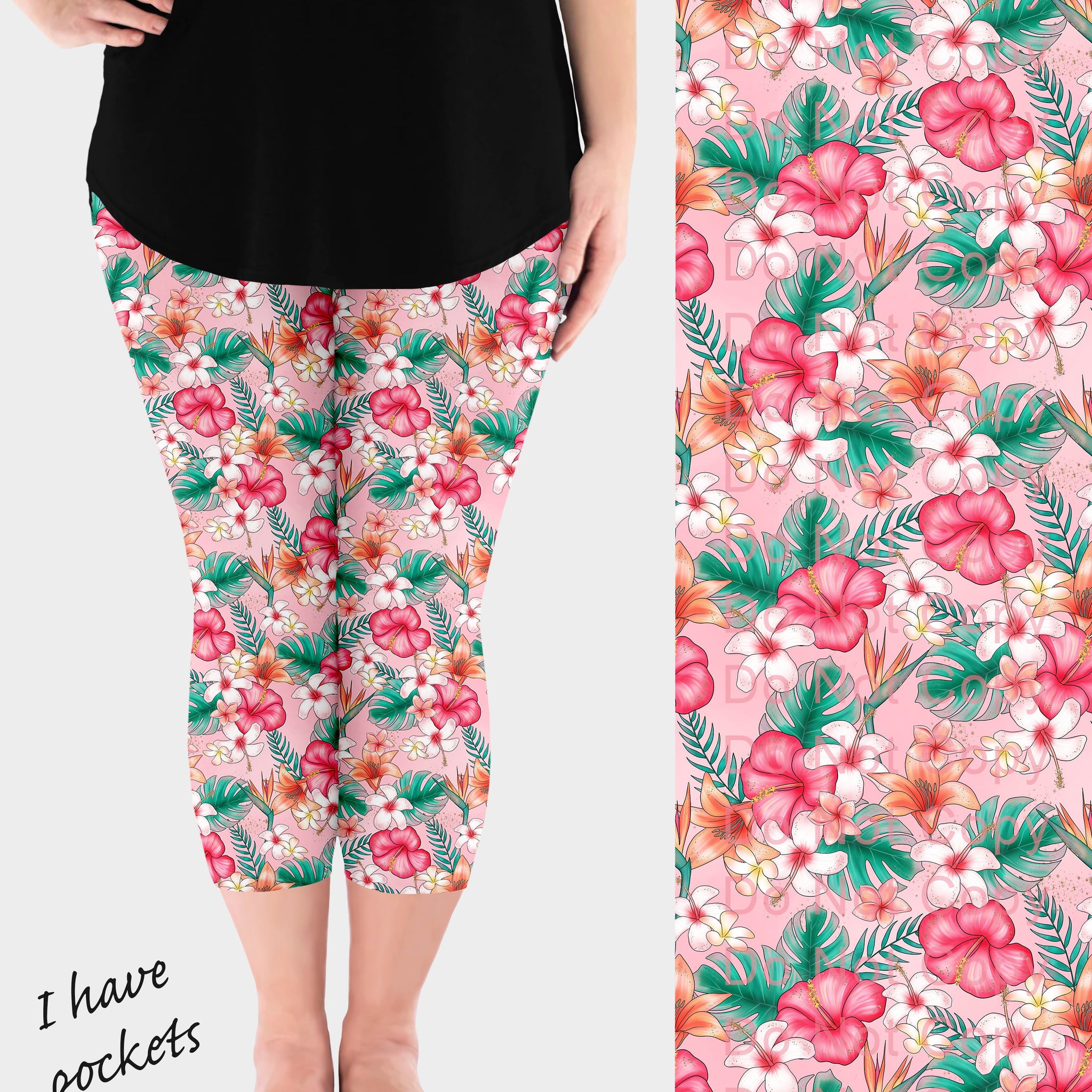RTS - Pink Paradise Capri Leggings w/ Pockets