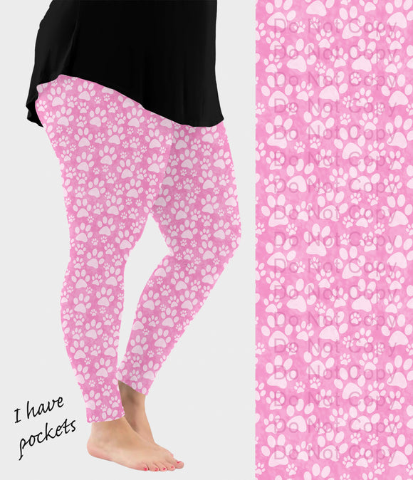 RTS - Pink Paws Leggings w/ Pockets