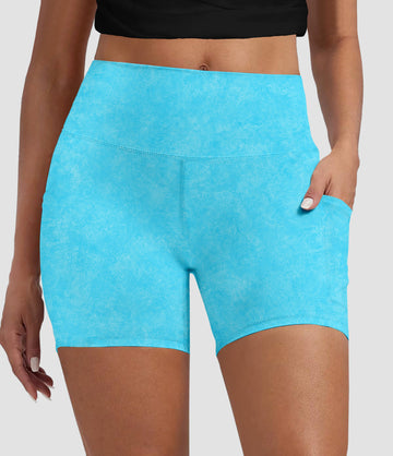 RTS - Poolside Blue Biker Shorts with Pockets