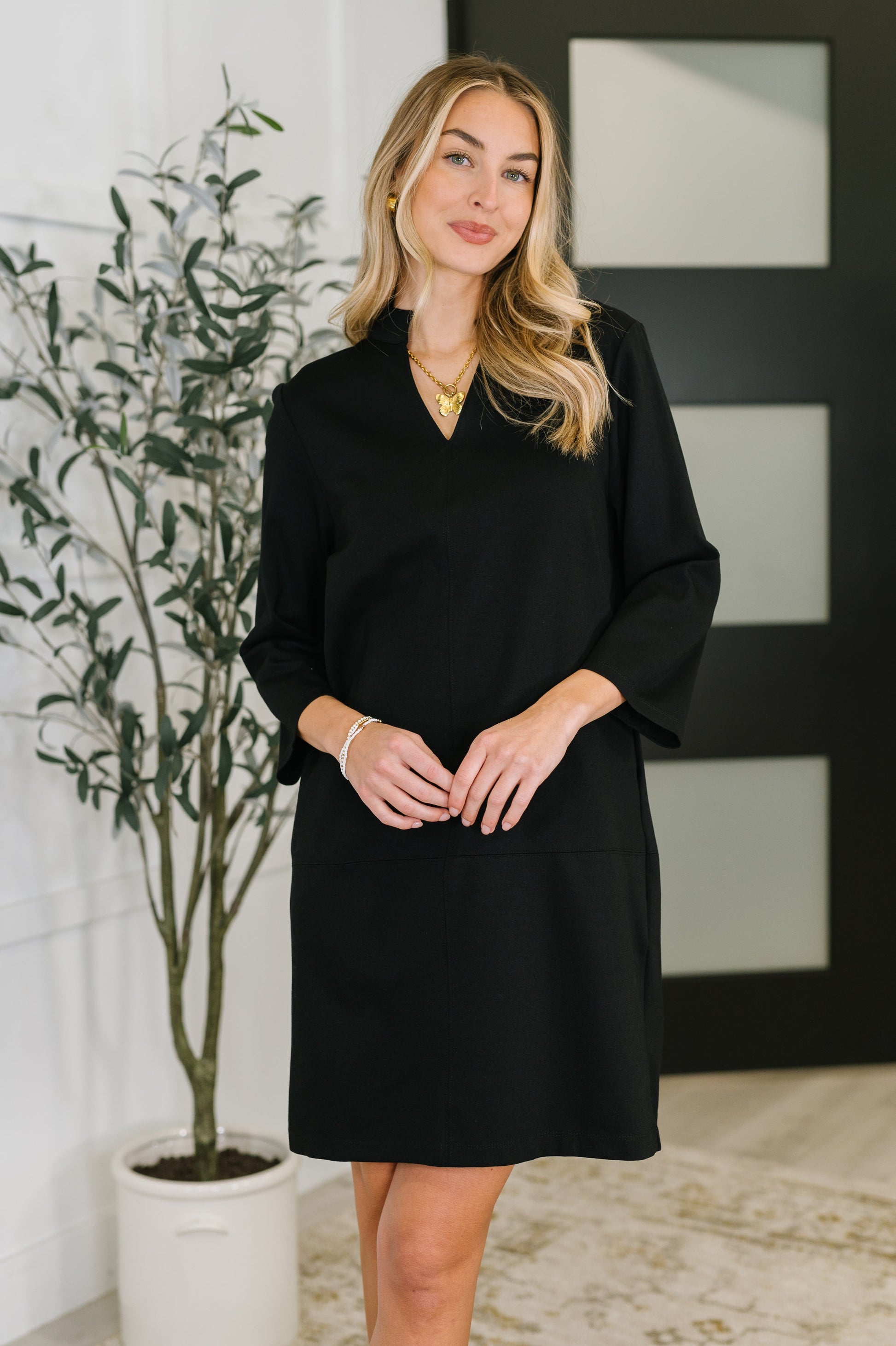 Portfolio Quarter Sleeve Dress in Black Large