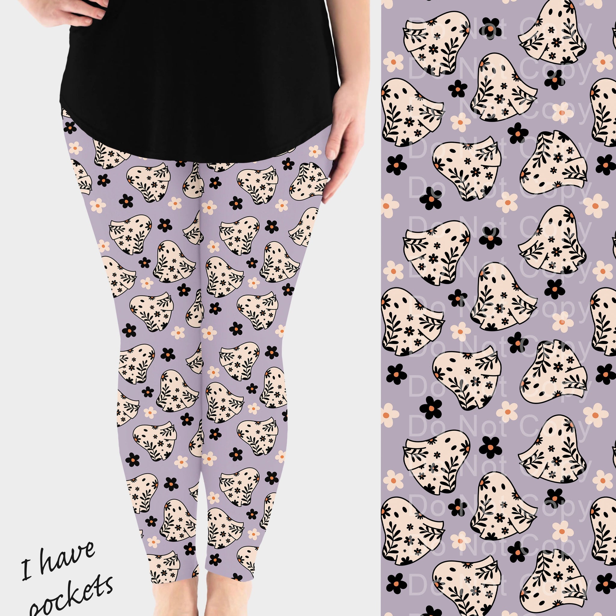 RTS - Pretty Ghosts Leggings w/ Pockets