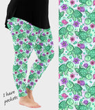 RTS - Pretty Green Sea Turtle Leggings w/ Pockets