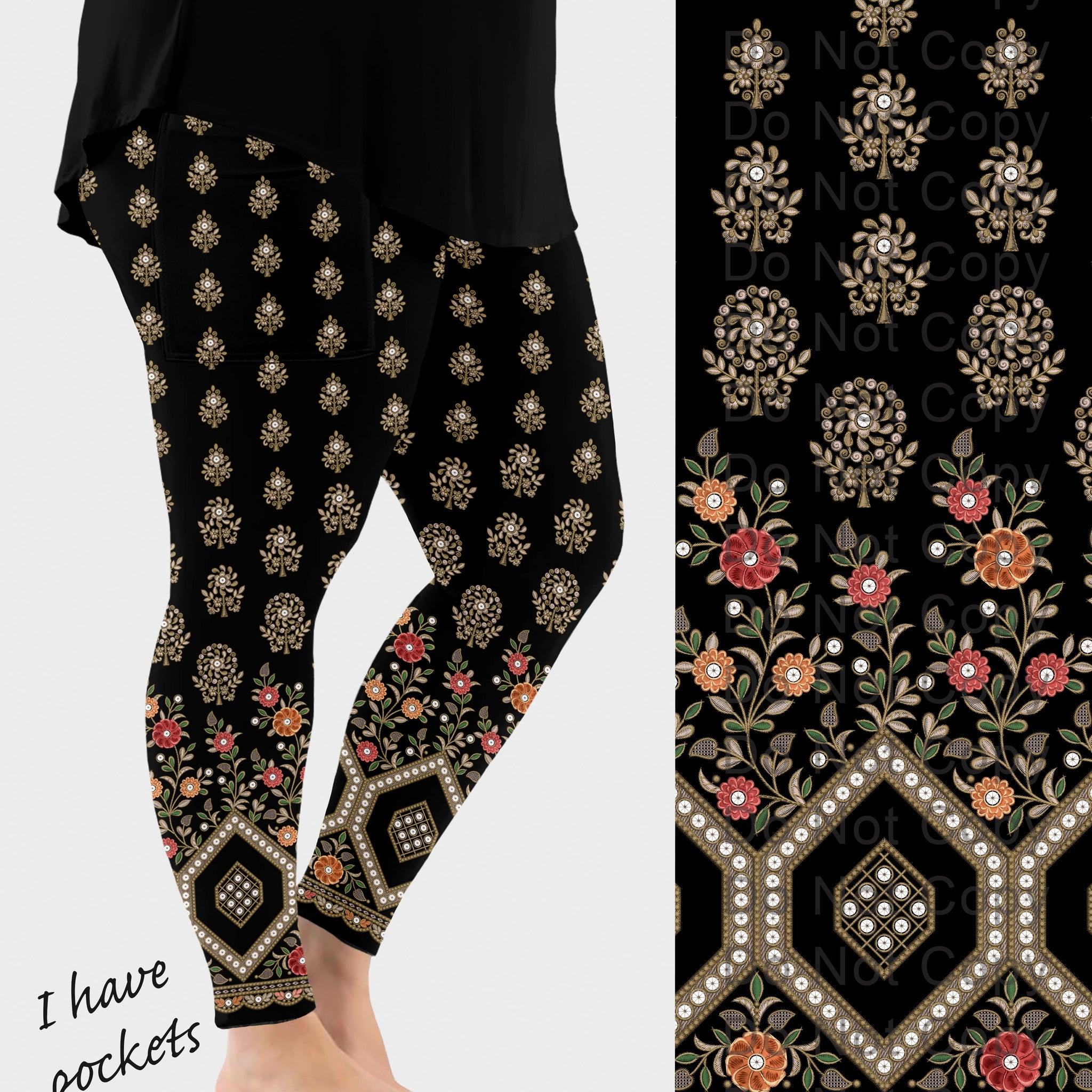 RTS - Pretty Lace Border Leggings w/ Pockets