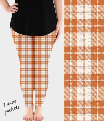 RTS - Pumpkin Patch Plaid Leggings w/ Pockets