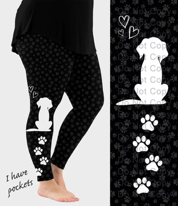 RTS - Puppy Dog Side Design Leggings w/ Pockets