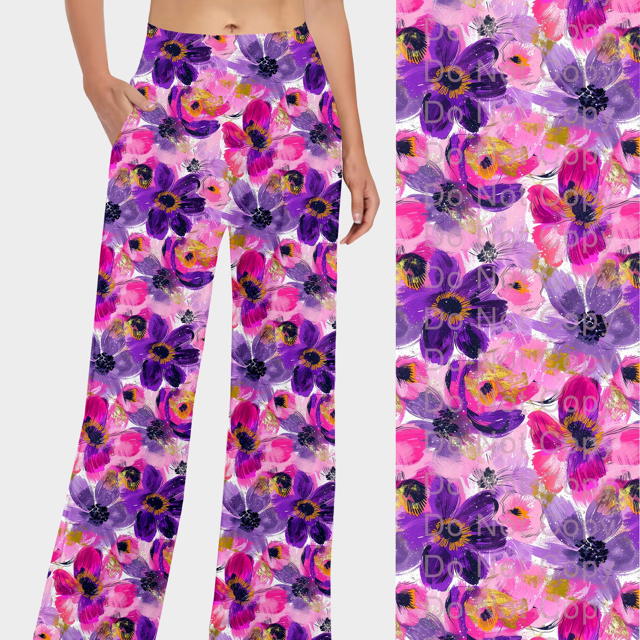 RTS - Purple Abstract Flowers Lounge Pants