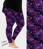 RTS - Purple Peonies Leggings w/ Pockets